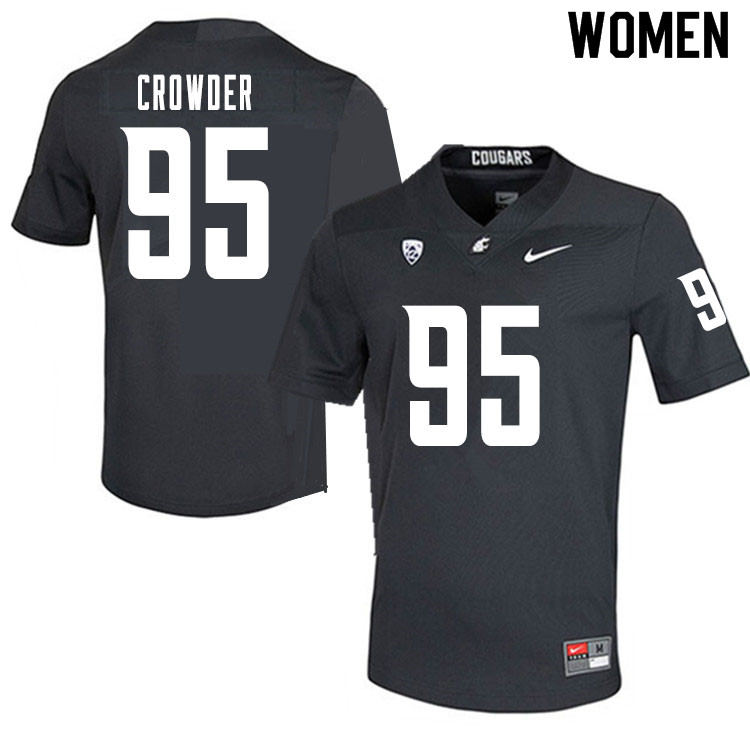 Women #95 Ahmir Crowder Washington State Cougars College Football Jerseys Sale-Charcoal